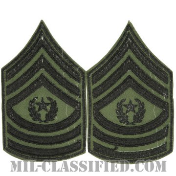 最先任上級曹長（Command Sergeant Major (CSM)）[サブデュード（ブラック縁）/カットエッジ/階級章（1968-）/パッチ/ペア（2枚1組）]画像