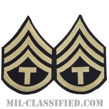 技術軍曹 (T/3)（Technician 3rd Grade）[機械織りタイプ/階級章（1942-1948）/パッチ/ペア（2枚1組）]画像