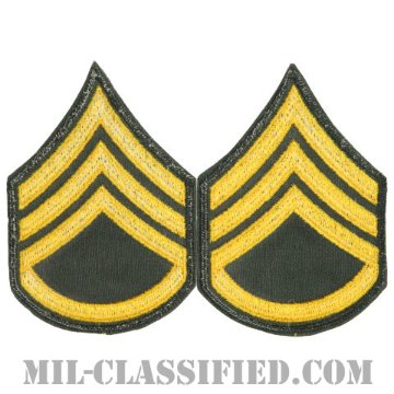 二等軍曹（Staff Sergeant (SSG)）[カラー（グリーン）/男性用/カットエッジ/階級章（1959-）/パッチ/ペア（2枚1組）]画像