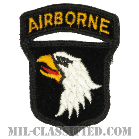 第101空挺師団（101st Airborne Division）[カラー/カットエッジ/パッチ/ベルベット生地/エアボーンタブ付ワンピースタイプ/中古1点物]の画像
