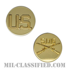 第506歩兵連隊歩兵科章（506th Infantry Regiment and U.S. Letters）[カラー/兵科章U.S.章セット（下士官用）/バッジ/ペア（2個1組）]の画像