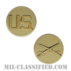 騎兵科章（Cavalry Branch and U.S. Letters）[カラー/兵科章U.S.章セット（下士官用）/バッジ/ペア（2個1組）]の画像