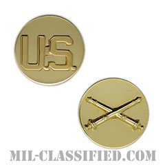 砲兵科章（Field Artillery Branch and U.S. Letters）[カラー/兵科章U.S.章セット（下士官用）/バッジ/ペア（2個1組）]の画像