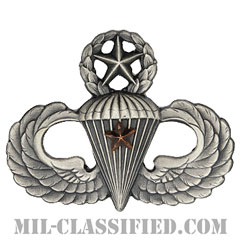 戦闘空挺章 (マスター) 降下1回（Combat Parachutist Badge, Master, One Jump）[カラー/燻し銀/バッジ]の画像