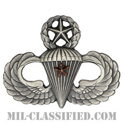 戦闘空挺章 (マスター) 降下1回（Combat Parachutist Badge, Master, One Jump）[カラー/燻し銀/バッジ]画像