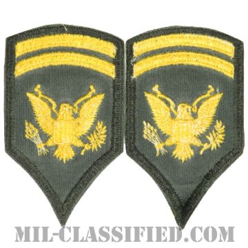 特技兵 (SP1)（Specialist 1st Class）[カラー（グリーン）/カットエッジ/階級章（1955-1959）/パッチ/ペア（2枚1組）]画像