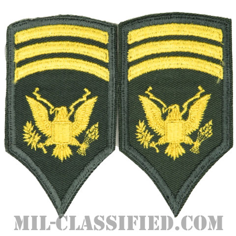 特技兵 (MSP)（Master Specialist）[カラー（グリーン）/カットエッジ/階級章（1955-1959）/パッチ/ペア（2枚1組）]の画像