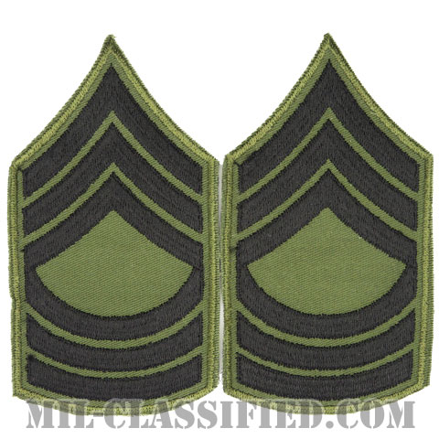 曹長（Master Sergeant (MSG)）[サブデュード（グリーン縁）/カットエッジ/階級章/パッチ/ペア（2枚1組）]画像