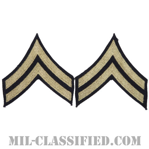 伍長（Corporal (CPL)）[ツイル生地刺繍タイプ/階級章（1942-1948）/パッチ/ペア（2枚1組）]の画像