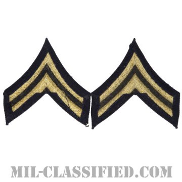 伍長（Corporal (CPL)）[ツイル生地刺繍タイプ/階級章（1942-1948）/パッチ/ペア（2枚1組）]画像