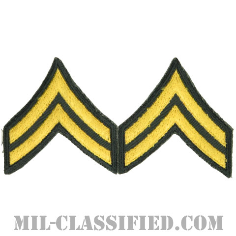 伍長（Corporal (CPL)）[カラー（グリーン）/男性用/カットエッジ/階級章（1959-）/パッチ/中古1点物（ペア2枚1組）]画像