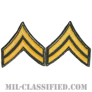 伍長（Corporal (CPL)）[カラー（グリーン）/男性用/カットエッジ/階級章（1959-）/パッチ/中古1点物（ペア2枚1組）]画像