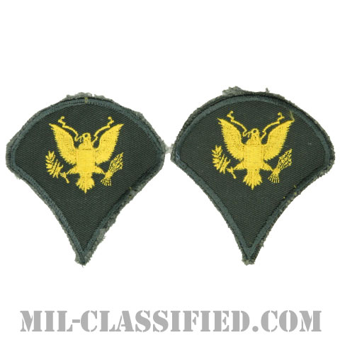 特技兵 (SP4)（Specialist 4）[カラー（グリーン）/男性用/カットエッジ/階級章（1959-）/パッチ/中古1点物（ペア2枚1組）]の画像