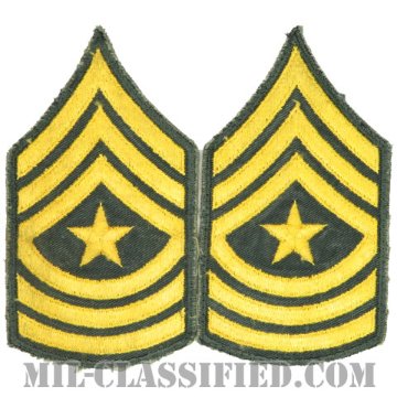 上級曹長（Sergeant Major (SGM)）[カラー（グリーン）/男性用/カットエッジ/階級章（1959-）/パッチ/中古1点物（ペア2枚1組）]画像