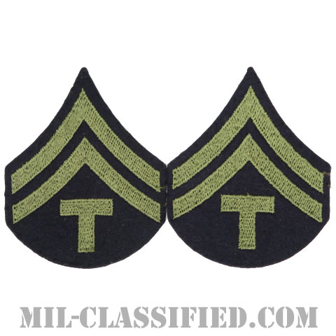 技術軍曹 (T/5)（Technician 5th Grade）[ウール・フェルト生地刺繍タイプ/階級章（1942-1948）/パッチ/ペア（2枚1組）/中古1点物]の画像