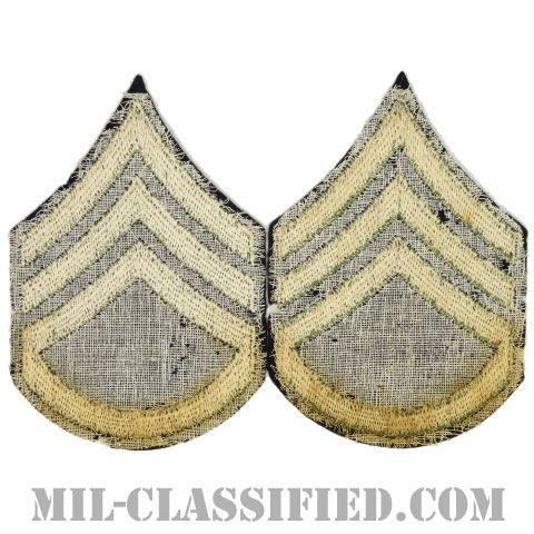 二等軍曹（Staff Sergeant (SSG)）[ウール・フェルト生地刺繍タイプ/階級章（1942-1948）/パッチ/ペア（2枚1組）/中古1点物]画像