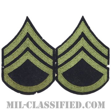 二等軍曹（Staff Sergeant (SSG)）[ウール・フェルト生地刺繍タイプ/階級章（1942-1948）/パッチ/ペア（2枚1組）/中古1点物]画像