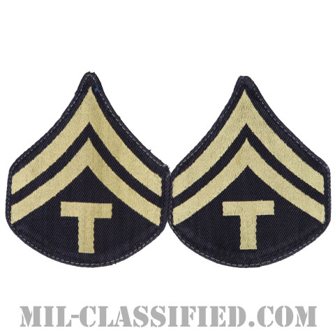 技術軍曹 (T/5)（Technician 5th Grade）[機械織りタイプ/階級章（1942-1948）/パッチ/ペア（2枚1組）/中古1点物]の画像