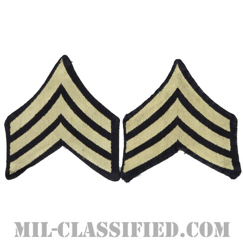 軍曹（Sergeant (SGT)）[機械織りタイプ/階級章（1942-1948）/パッチ/ペア（2枚1組）/中古1点物]画像
