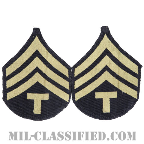 技術軍曹 (T/4)（Technician 4th Grade）[機械織りタイプ/階級章（1942-1948）/パッチ/ペア（2枚1組）/中古1点物]の画像