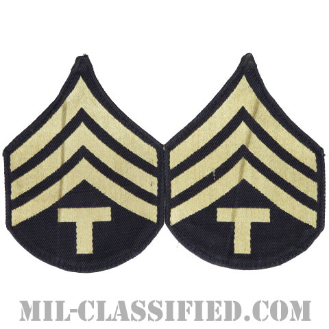 技術軍曹 (T/4)（Technician 4th Grade）[機械織りタイプ/階級章（1942-1948）/パッチ/ペア（2枚1組）/中古1点物]の画像