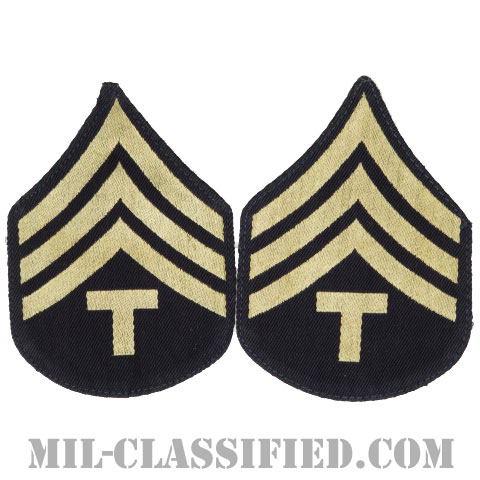 技術軍曹 (T/4)（Technician 4th Grade）[機械織りタイプ/階級章（1942-1948）/パッチ/ペア（2枚1組）/中古1点物]の画像