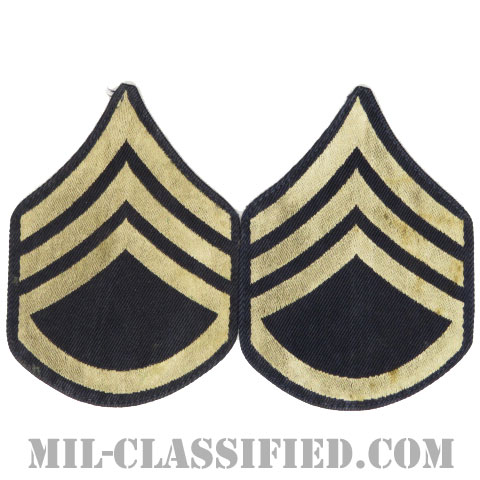 二等軍曹（Staff Sergeant (SSG)）[機械織りタイプ/階級章（1942-1948）/パッチ/ペア（2枚1組）/中古1点物]画像