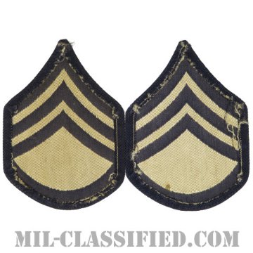 二等軍曹（Staff Sergeant (SSG)）[機械織りタイプ/階級章（1942-1948）/パッチ/ペア（2枚1組）/中古1点物]画像