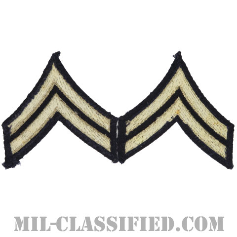 伍長（Corporal (CPL)）[ツイル生地刺繍タイプ/階級章（1942-1948）/パッチ/ペア（2枚1組）/中古1点物]画像