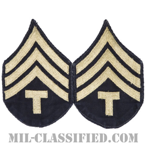 技術軍曹 (T/4)（Technician 4th Grade）[ツイル生地刺繍タイプ/階級章（1942-1948）/パッチ/ペア（2枚1組）/中古1点物]の画像