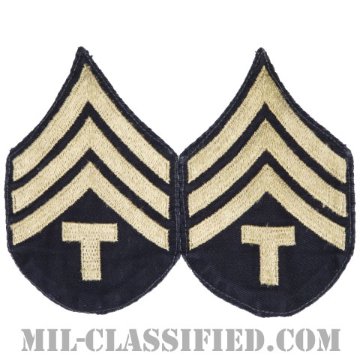 技術軍曹 (T/4)（Technician 4th Grade）[ツイル生地刺繍タイプ/階級章（1942-1948）/パッチ/ペア（2枚1組）/中古1点物]画像