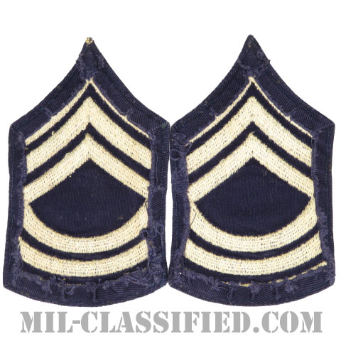 曹長（Master Sergeant (MSG)）[ツイル生地刺繍タイプ/階級章（1942-1948）/パッチ/ペア（2枚1組）/中古1点物]画像