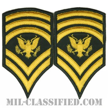 特技兵 (SP9)（Specialist 9）[カラー（グリーン）/男性用/カットエッジ/階級章（1959-1965）/パッチ/1点物（ペア2枚1組）]画像