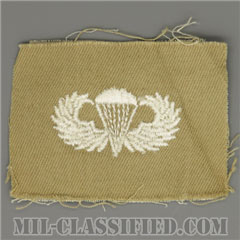 空挺章 (ベーシック)（Parachutist Badge, Basic）[カラー/カーキ生地/パッチ/1点物]の画像