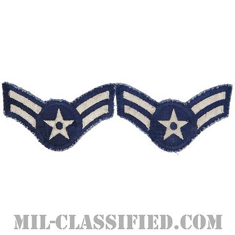 ニ等空兵/一等空兵（Airman Second Class/Airman First Class）[カラー/カットエッジ/空軍階級章/Large（男性用）/パッチ/ペア2枚1組/中古1点物]の画像