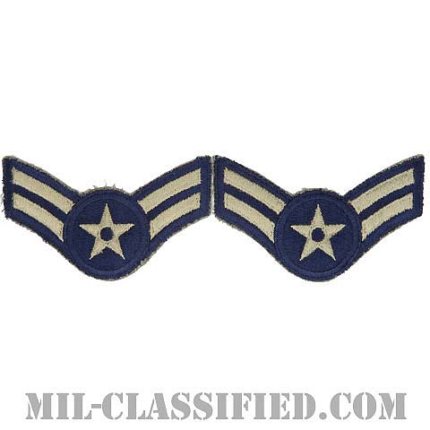 ニ等空兵/一等空兵（Airman Second Class/Airman First Class）[カラー/カットエッジ/空軍階級章/Large（男性用）/パッチ/ペア2枚1組/中古1点物]の画像