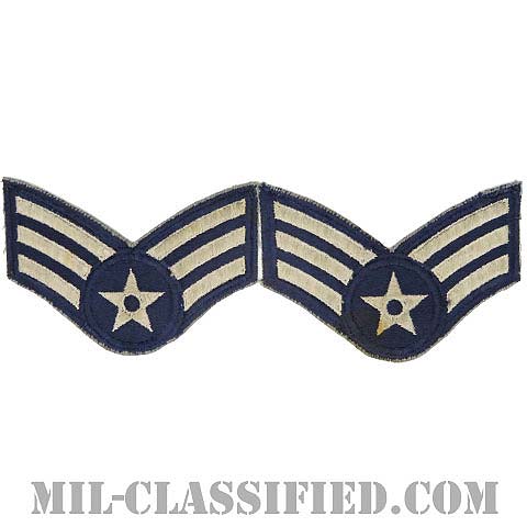 一等空兵/軍曹（Airman First Class/Sergeant）[カラー/カットエッジ/空軍階級章/Large（男性用）/パッチ/ペア2枚1組/中古1点物]画像