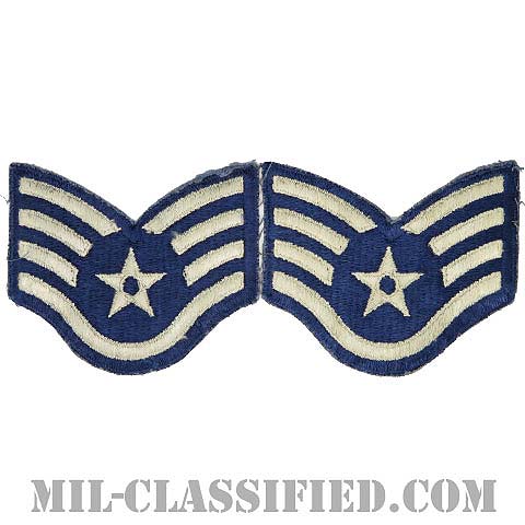 軍曹（Staff Sergeant）[カラー/カットエッジ/空軍階級章/Large（男性用）/パッチ/ペア2枚1組/中古1点物]の画像