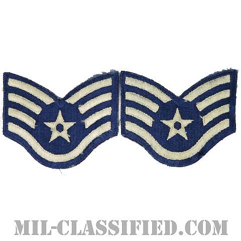 軍曹（Staff Sergeant）[カラー/カットエッジ/空軍階級章/Large（男性用）/パッチ/ペア2枚1組/中古1点物]の画像