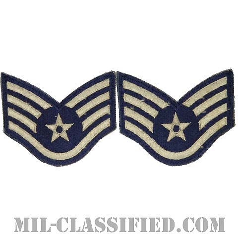 軍曹（Staff Sergeant）[カラー/カットエッジ/空軍階級章/Large（男性用）/パッチ/ペア2枚1組/中古1点物]の画像
