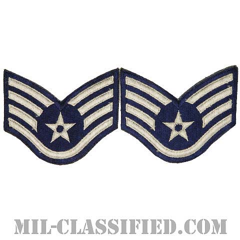 軍曹（Staff Sergeant）[カラー/カットエッジ/空軍階級章/Large（男性用）/パッチ/ペア2枚1組/中古1点物]の画像