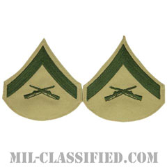 上等兵（Lance Corporal (LCpl)）[グリーン・カーキ/海兵隊階級章/Large（男性用）/パッチ/ペア（2枚1組）]の画像