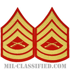 一等軍曹（Gunnery Sergeant (GySgt)）[ゴールド・レッド/海兵隊階級章/Large（男性用）/パッチ/ペア（2枚1組）]画像