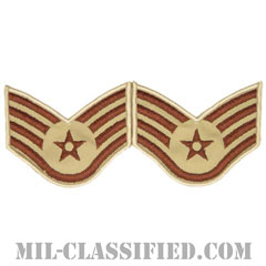 軍曹（Staff Sergeant）[デザート/メロウエッジ/空軍階級章（1991-）/Large（男性用）/パッチ/ペア（2枚1組）]の画像