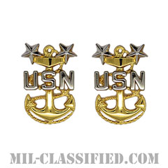 最先任上等兵曹（Master Chief Petty Officer）[カラー/襟用ミニサイズ/階級章/バッジ/ペア（2個1組）]の画像