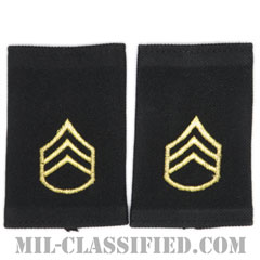 二等軍曹（Staff Sergeant (SSG)）[ブラック/ショルダー階級章/ショートサイズ肩章/ペア（2枚1組）]画像