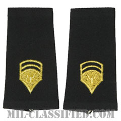 特技兵 (SP6)（Specialist 6）[ブラック/ショルダー階級章/ロングサイズ肩章/1959-1985/ペア（2枚1組）]の画像