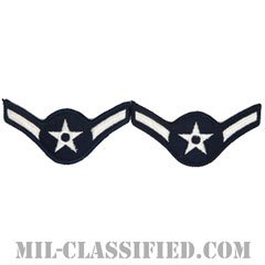 二等空兵（Airman）[カラー/メロウエッジ/空軍階級章（1991-）/Large（男性用）/パッチ/ペア（2枚1組）]画像