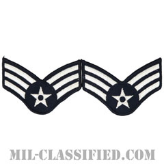 上等空兵（Senior Airman）[カラー/メロウエッジ/空軍階級章（1991-）/Large（男性用）/パッチ/ペア（2枚1組）]画像