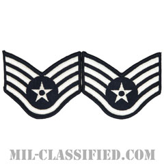 軍曹（Staff Sergeant）[カラー/メロウエッジ/空軍階級章（1991-）/Large（男性用）/パッチ/ペア（2枚1組）]画像